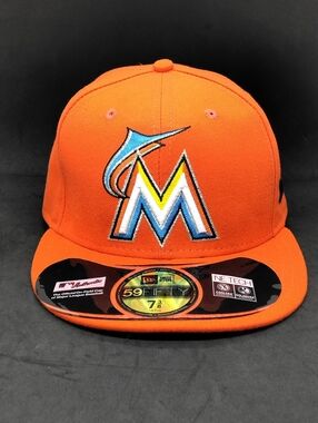 Miami Marlins MLB 2017 AC Road 59fifty Fitted Baseball Hat Orange